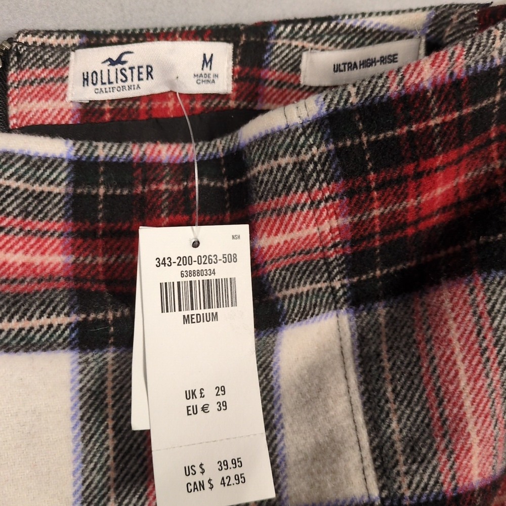 Hollister women SZ M NWT Ultra High Rise Plaid Mini Skirt Wool Blend - Picture 2 of 7